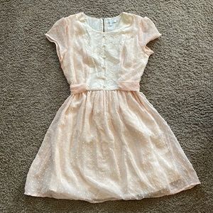 Delia’s baby doll dress with the lace and pearls